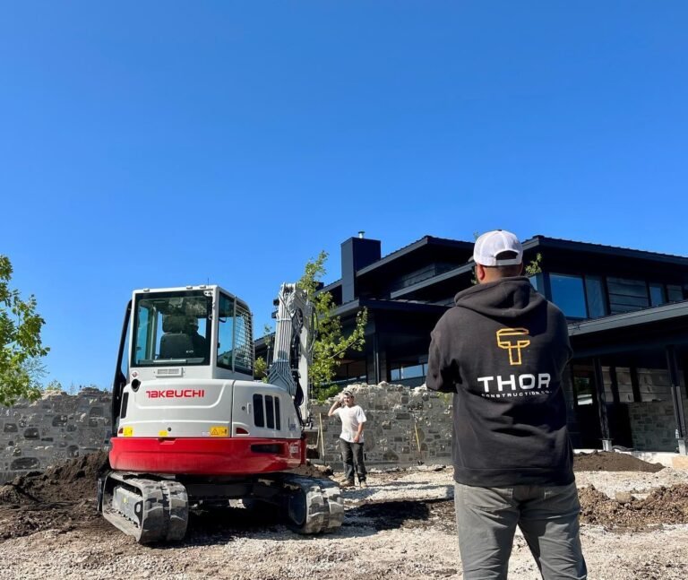 The crew on a landscape build. Thor Construction job photo.