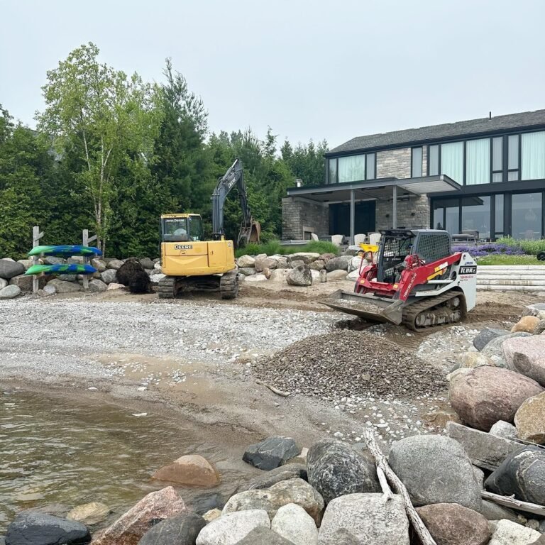 Shoreline drainage and wall repair. Thor Construction job photo.