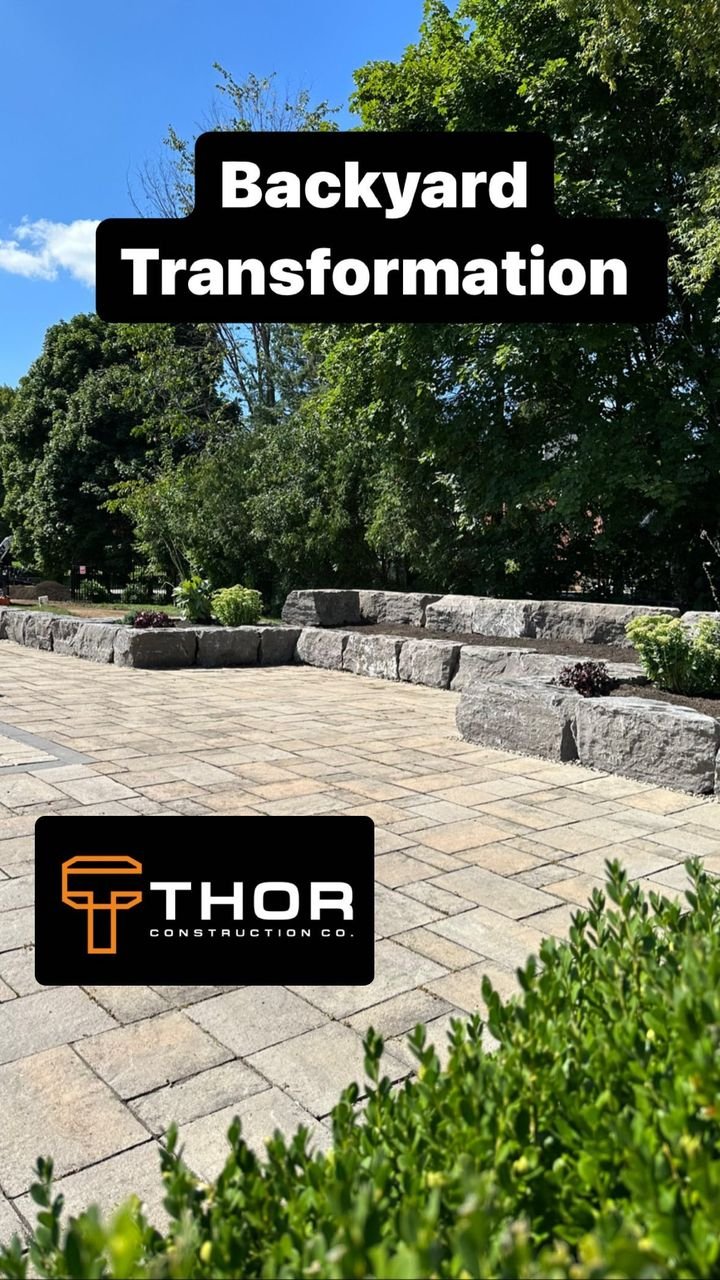 Pool landscape transformation, Nobleton. Thor Construction job video.
