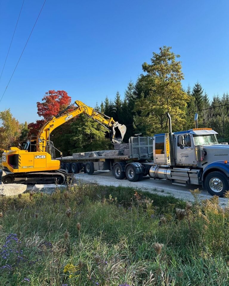 Armour stone delivered to site. Thor Construction job photo.