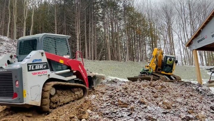 Winter excavation on a custom build. Thor Construction job video.