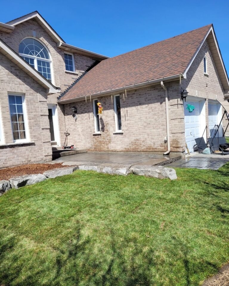 Front yard refresh with a stone walkway. Thor Construction job photo.