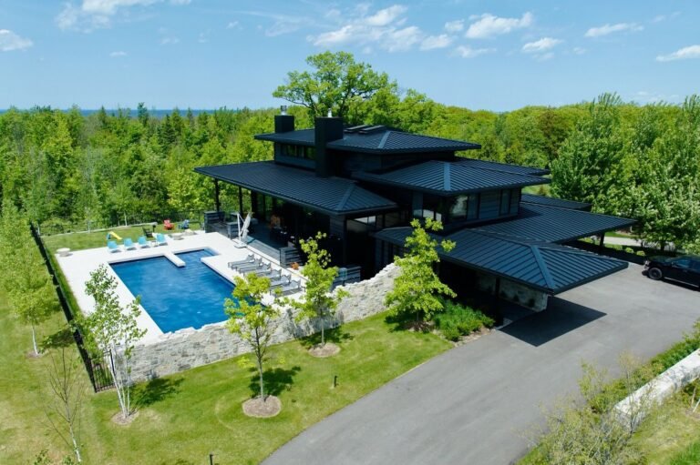 Custom home site work, from the air. Thor Construction job photo.