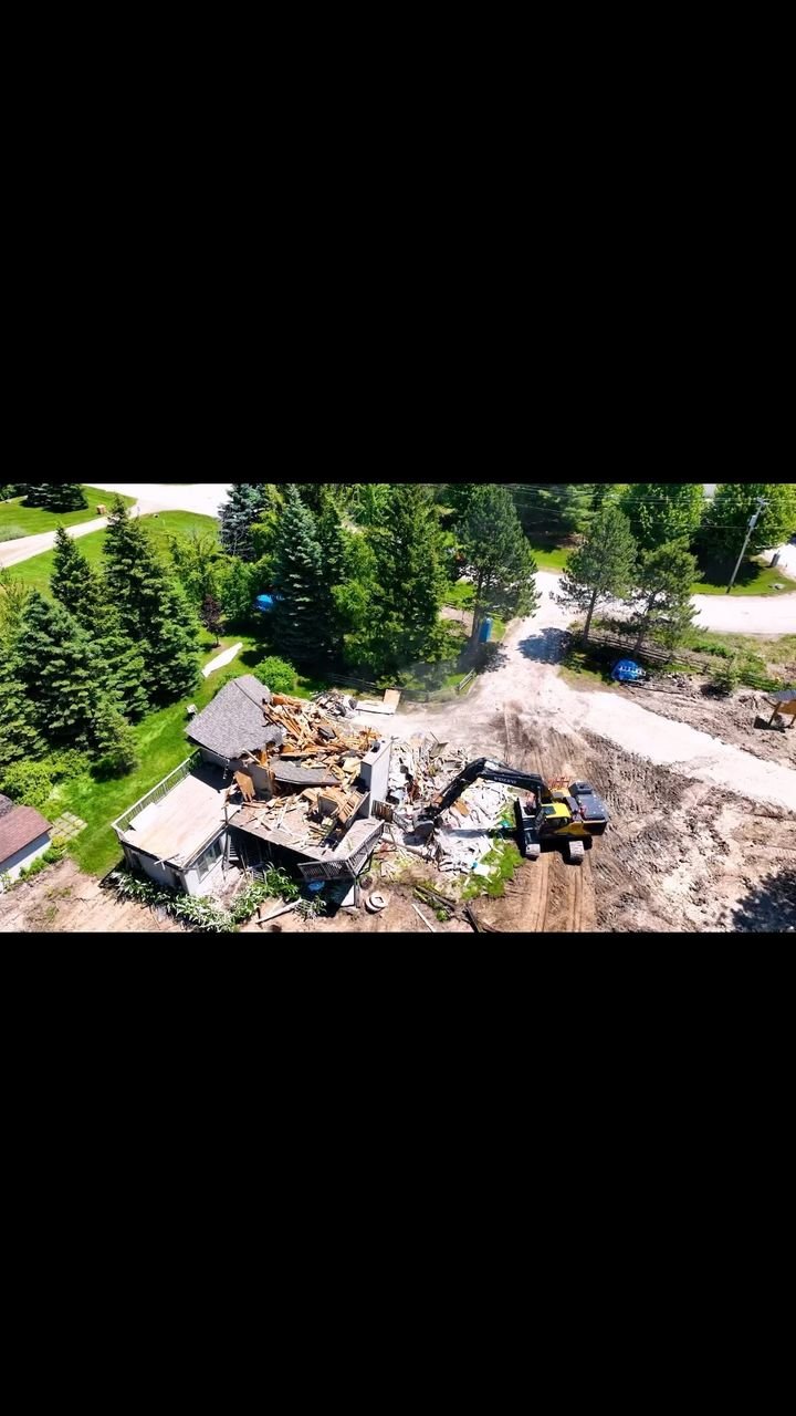 Demolition from the air. Thor Construction job video.