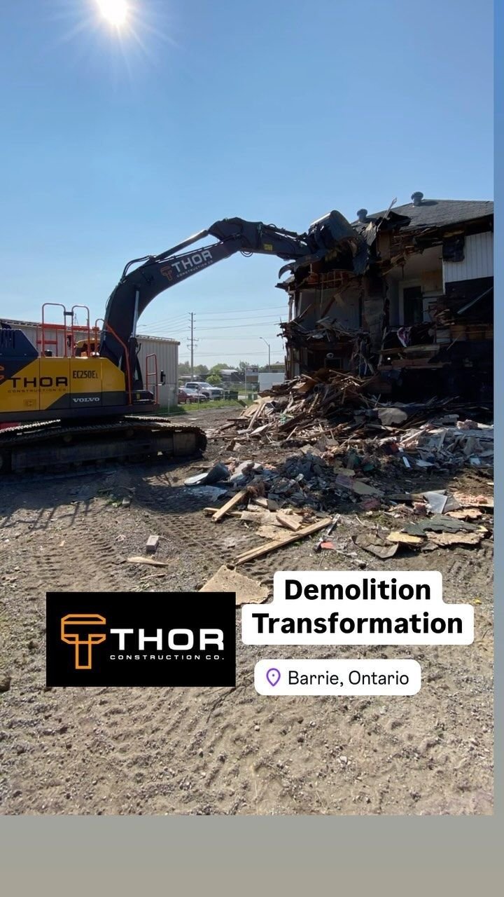 Demolition, start to finish, Barrie. Thor Construction job video.