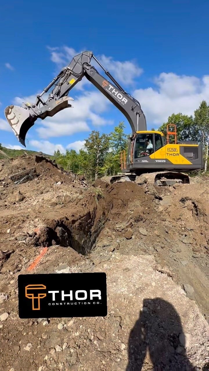 Foundation dig for a custom home. Thor Construction job video.