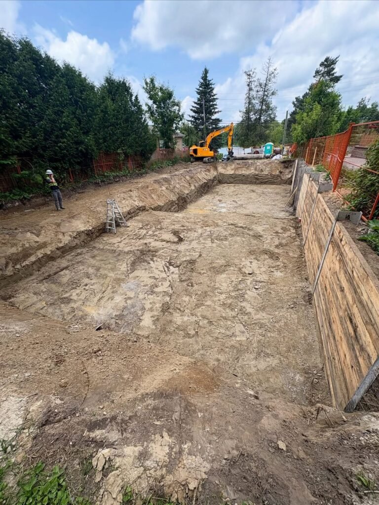 Shored foundation dig, Stouffville. Thor Construction job photo.