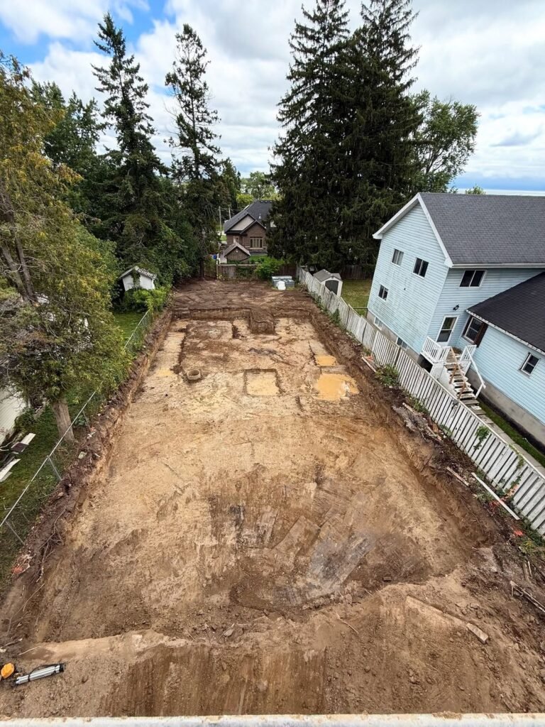 Dig for a walkout basement, Pickering. Thor Construction job photo.