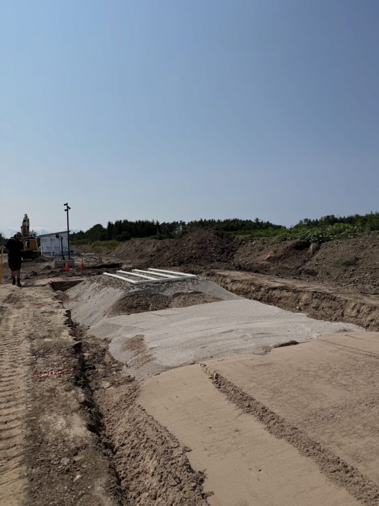 Filter bed septic system for a concrete plant, Innisfil. Thor Construction job photo.